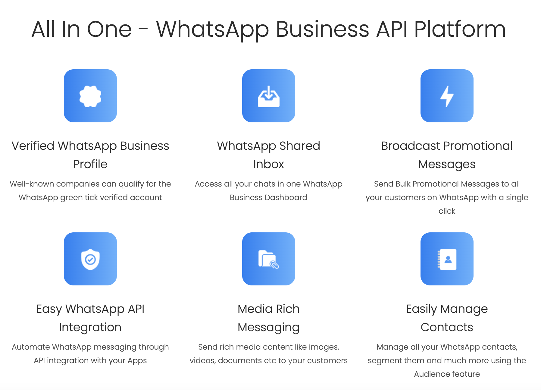  What are the Features of WhatsApp Business API?